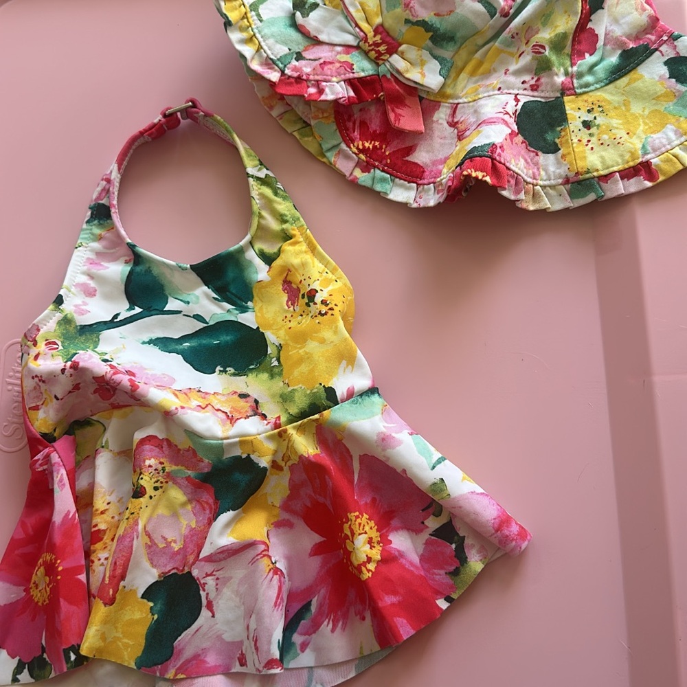 Polo by Ralph Lauren Floral Kids Bikini - Pink, Yellow, Green